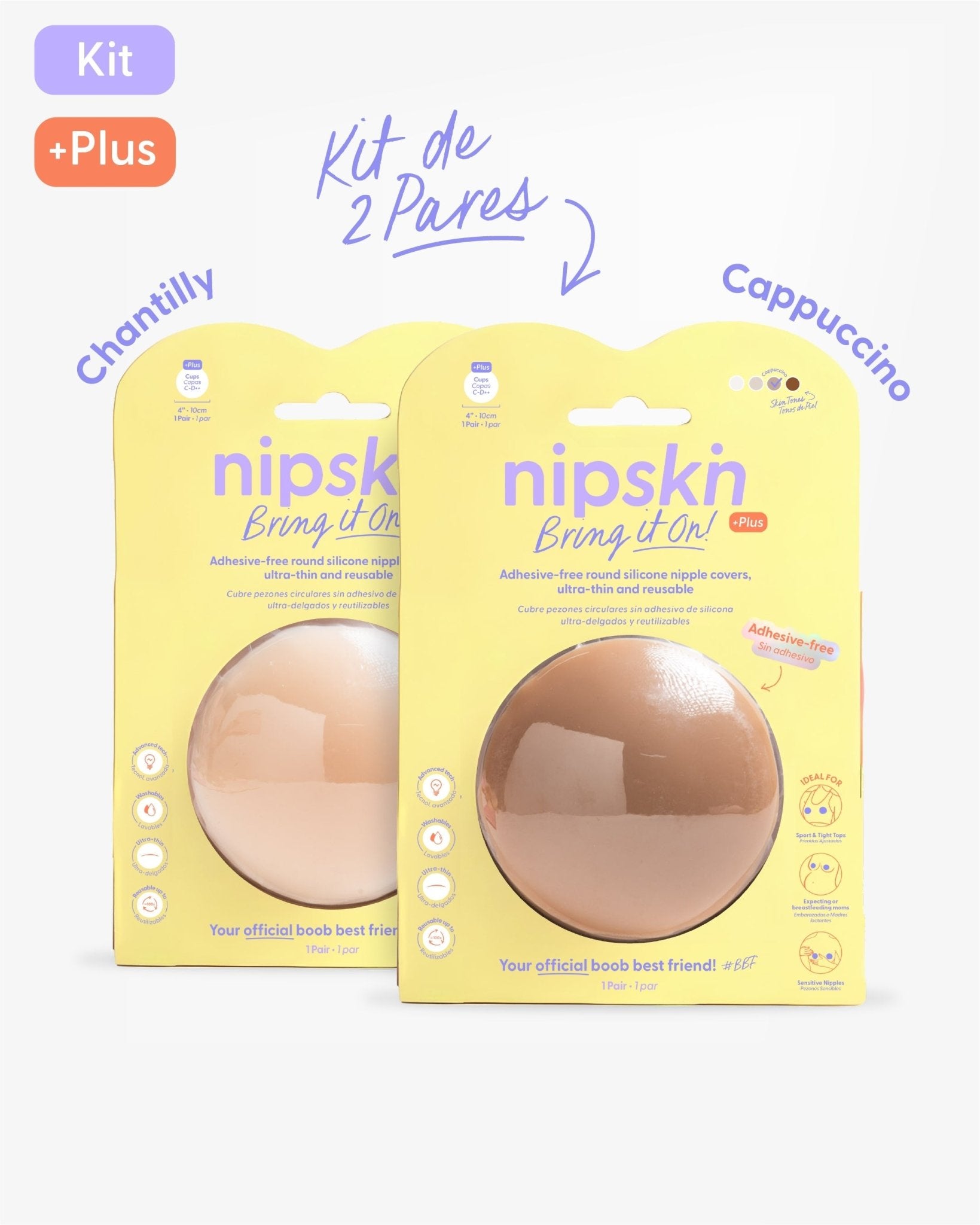 Kit x2 Cubre pezones Sin Adhesivo Reutilizables, Bring It On | Nipskin® - Nipskin CR
