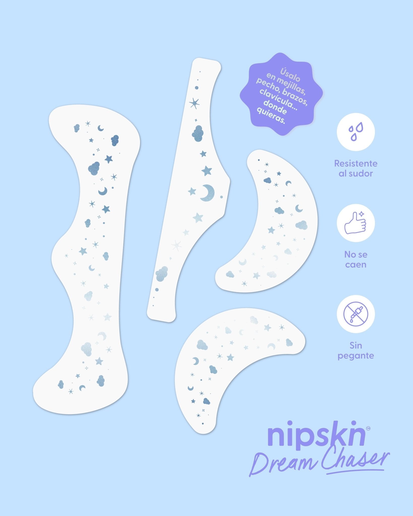 Kit x3 Calcomanías Holográficas para Rostro y Cuerpo, Dream Chaser – Nipskin® - Nipskin CR