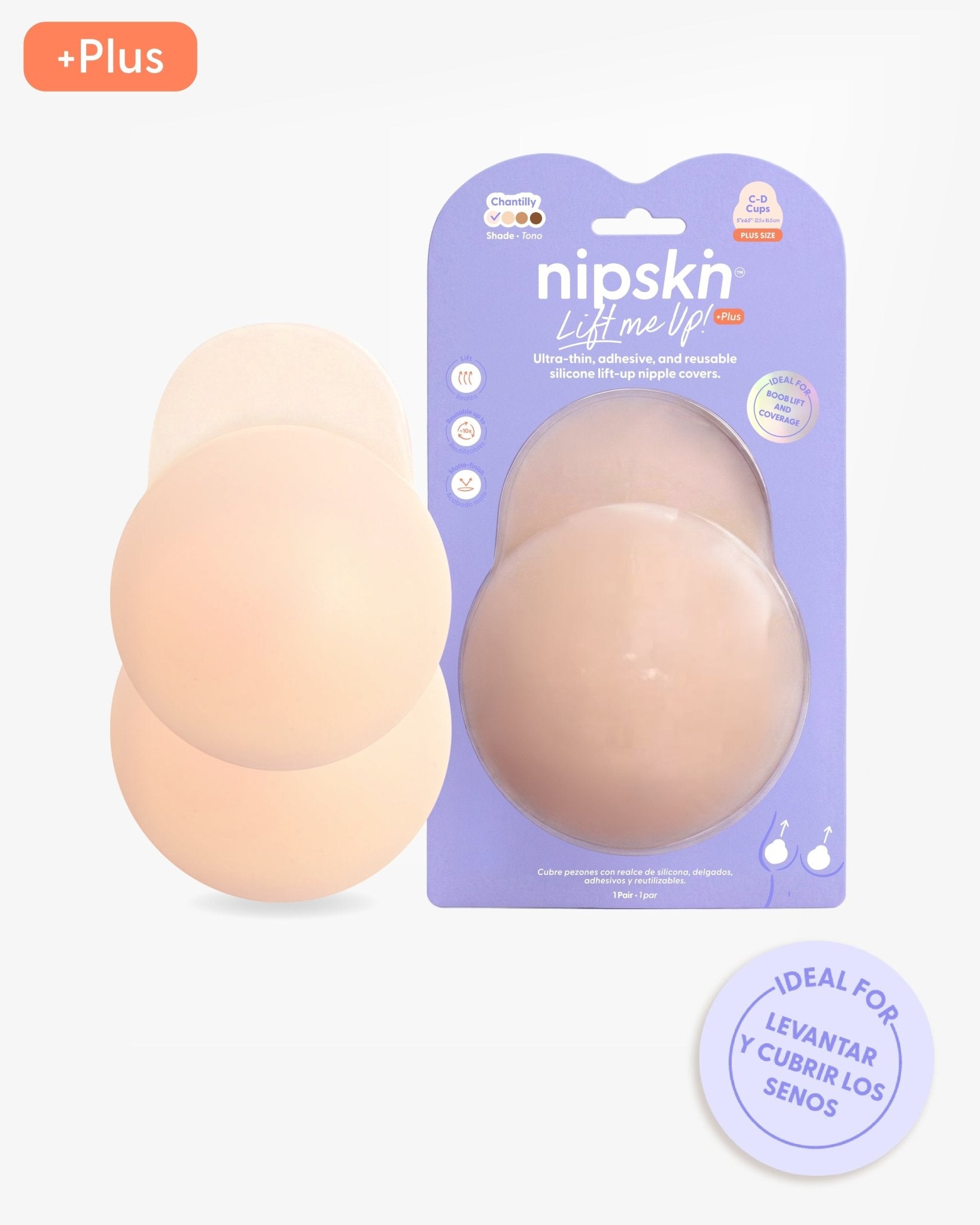 Lift me up PLUS- Cubre Pezones para Realce de Silicona Reutilizables. - Nipskin CR
