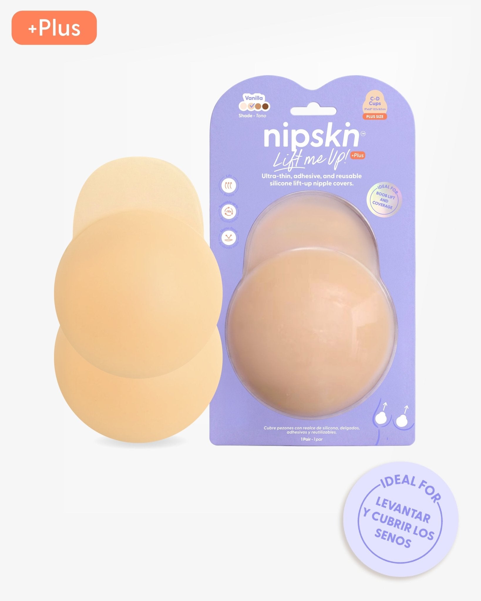 Lift me up PLUS- Cubre Pezones para Realce de Silicona Reutilizables. - Nipskin CR