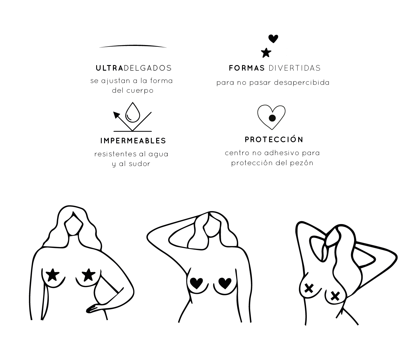 Stickies Night Corazones - 2 pares de Cubre Pezones de un solo uso - Nipskin CR